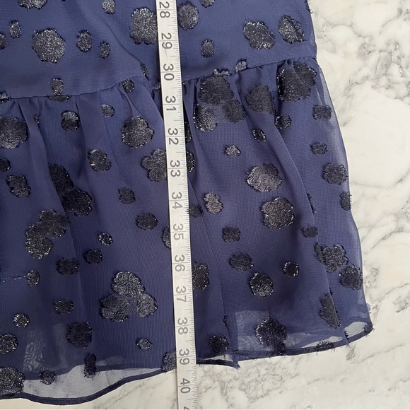 Michael Michael Kors Printed Jacquard Ruffled Midi Dress True Navy Blue Large - Picture 11 of 13